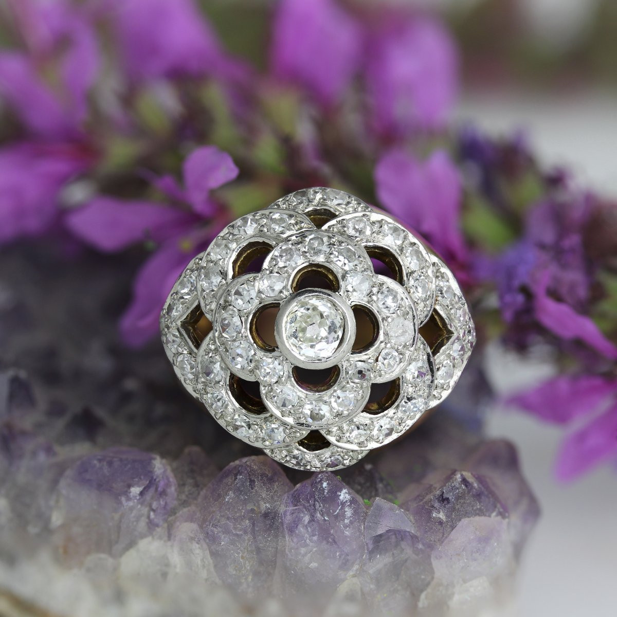 Openwork Ball Ring With A Flower And Diamond Decor-photo-7