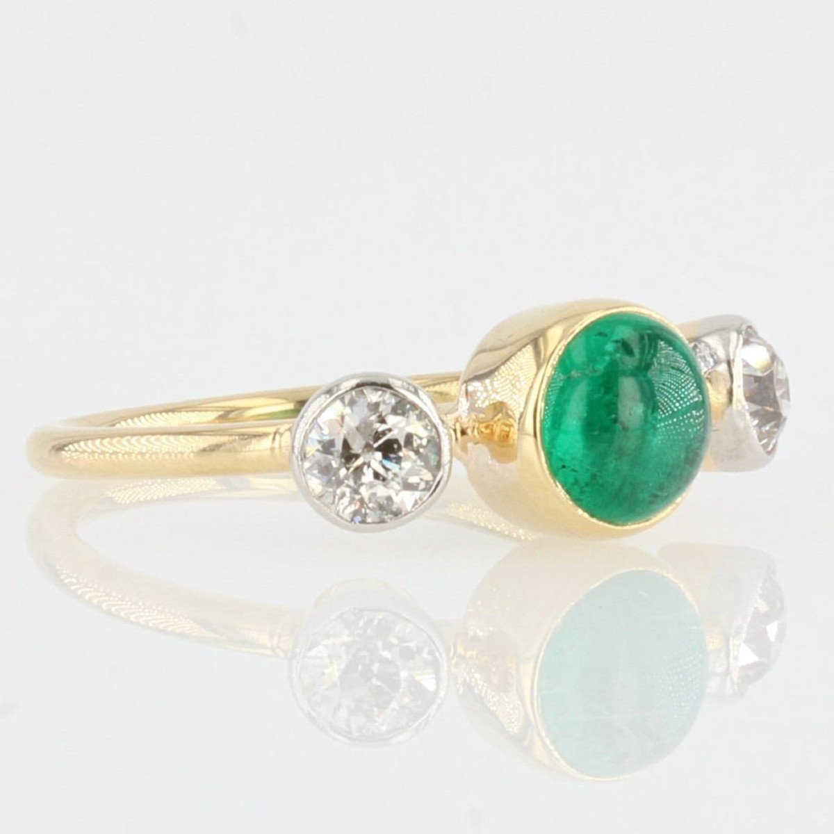 Emerald Cabochon And Diamonds Ring-photo-4