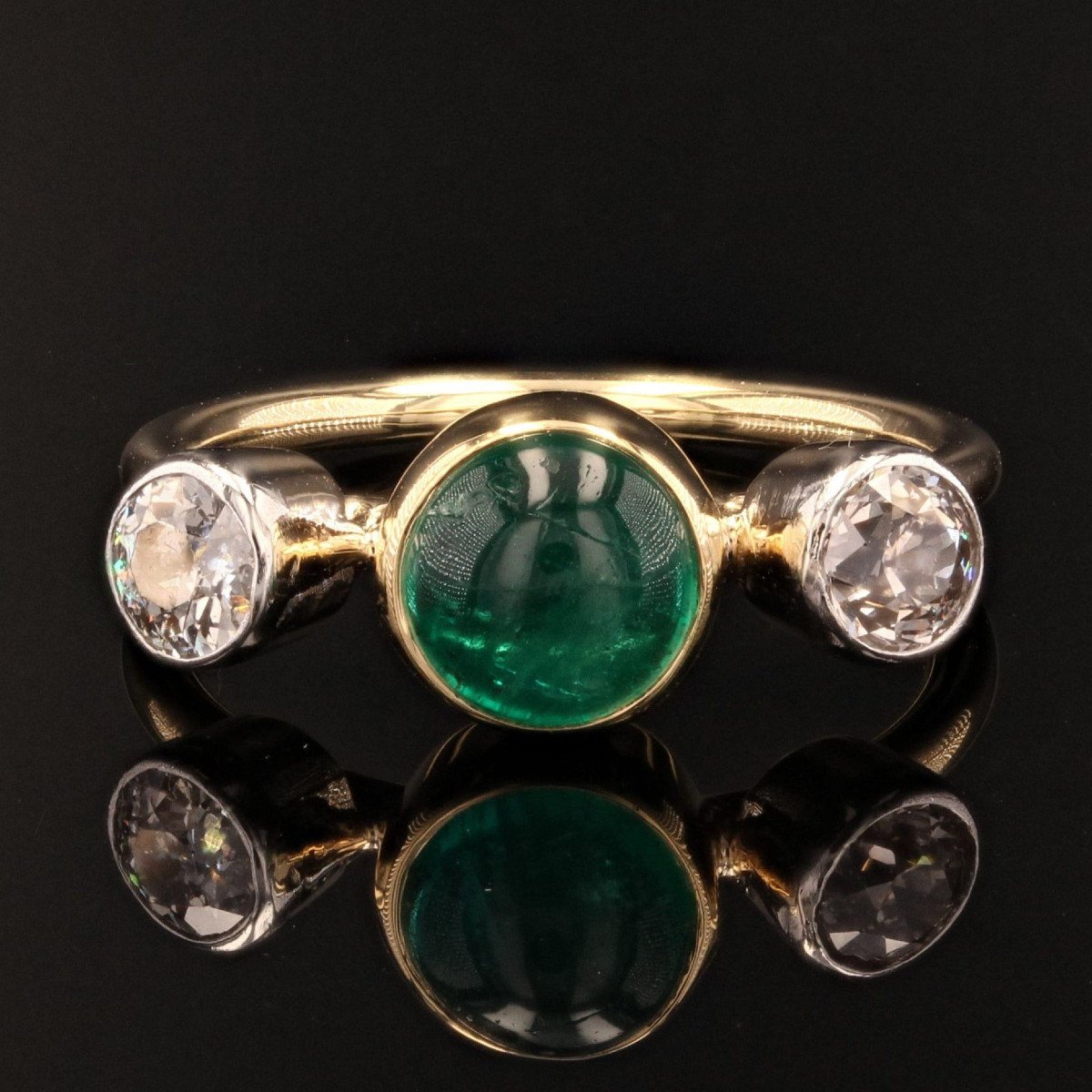 Emerald Cabochon And Diamonds Ring-photo-2