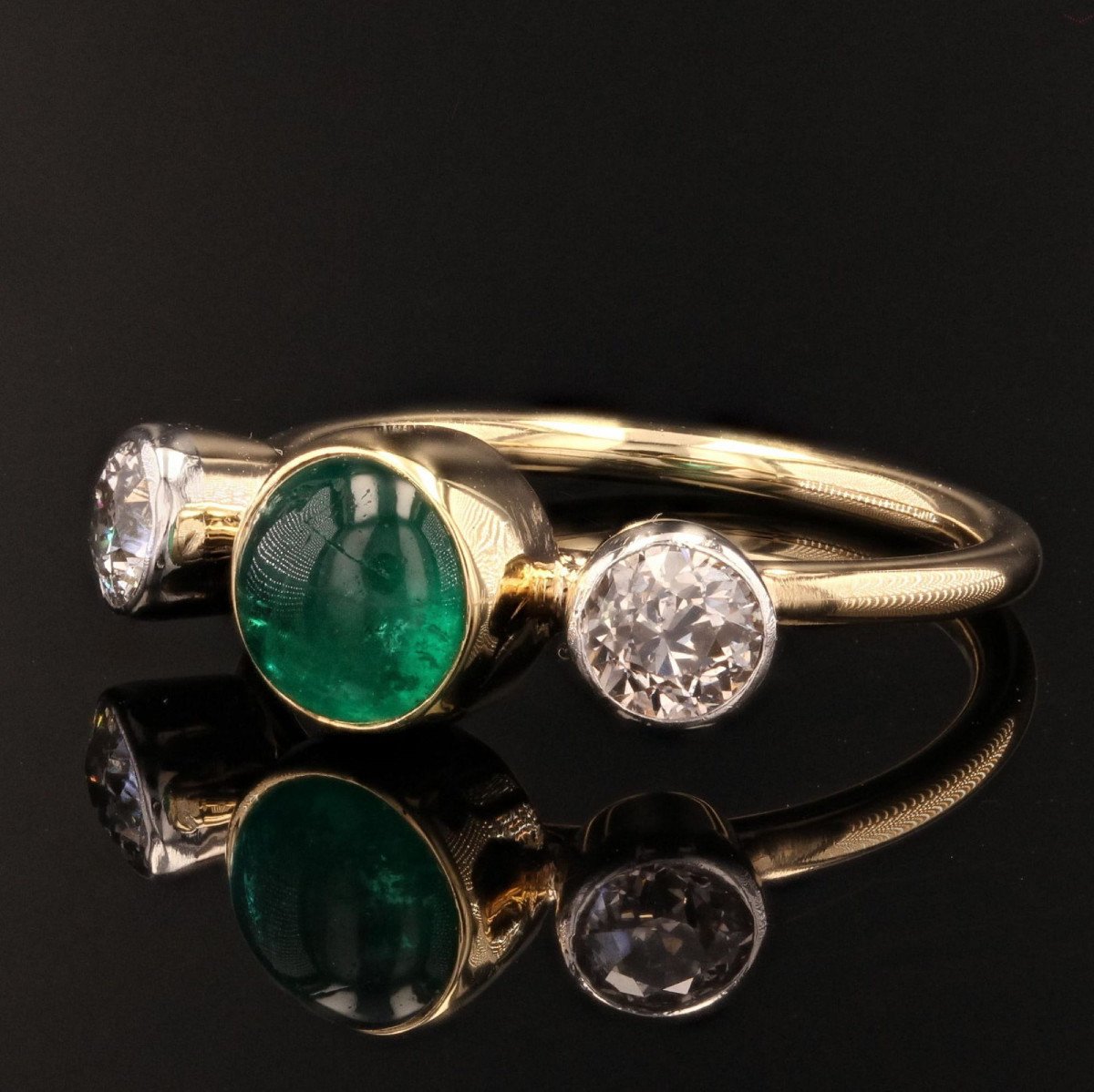 Emerald Cabochon And Diamonds Ring-photo-4