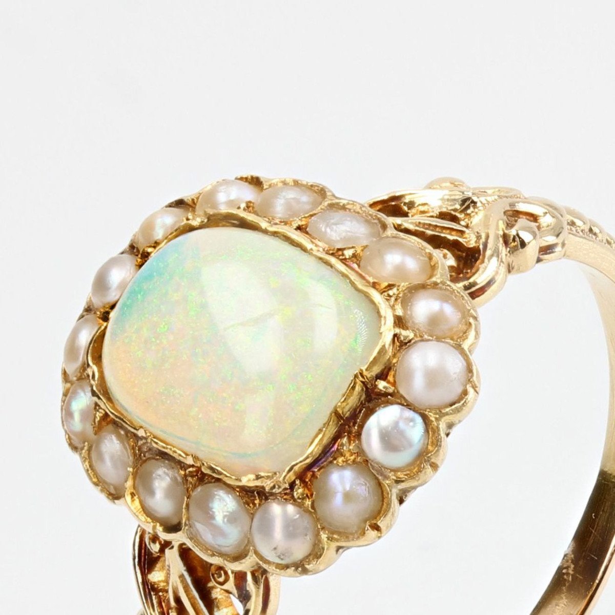 Bague Opale Et Perles Fines-photo-3