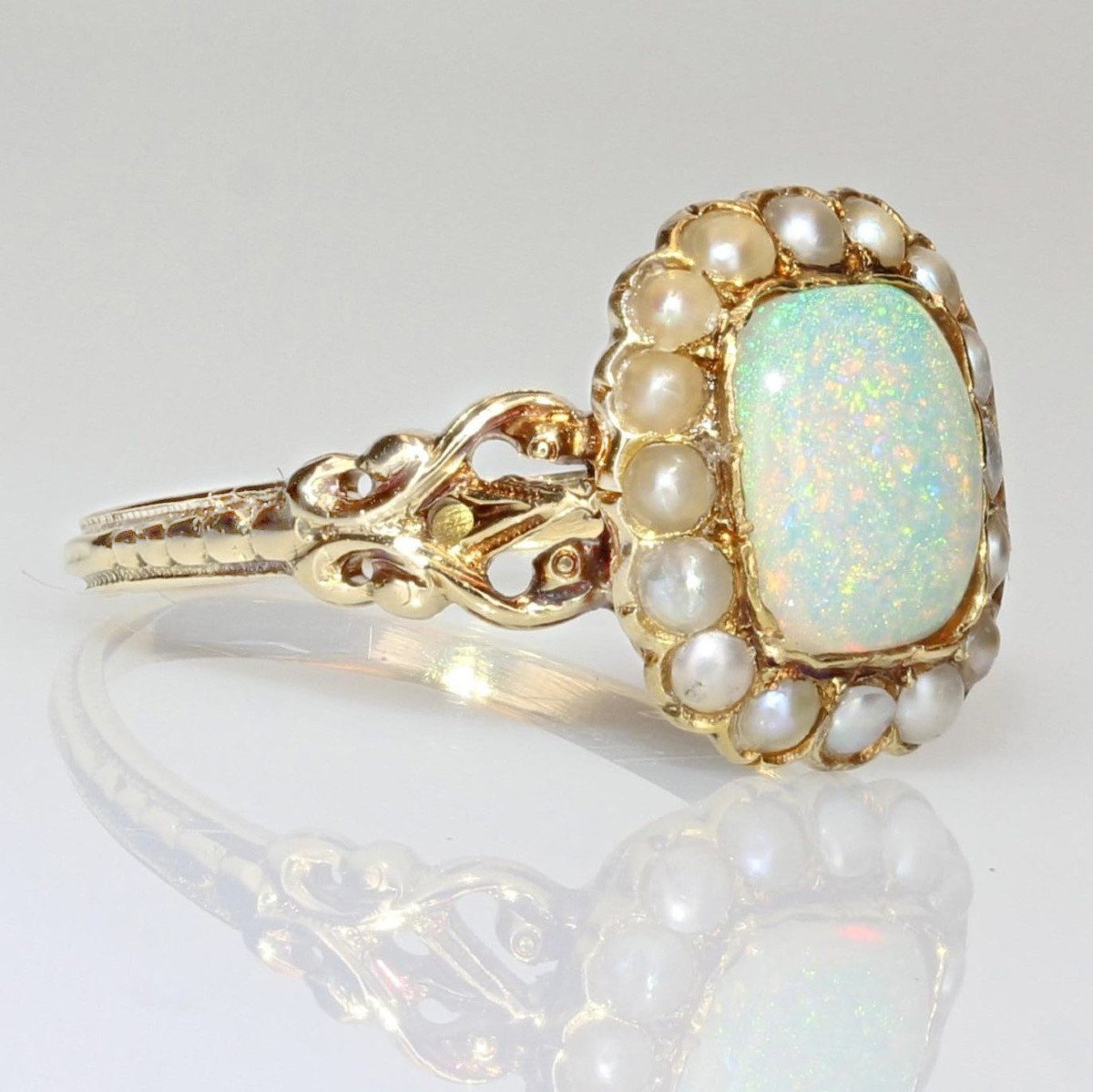 Bague Opale Et Perles Fines-photo-5