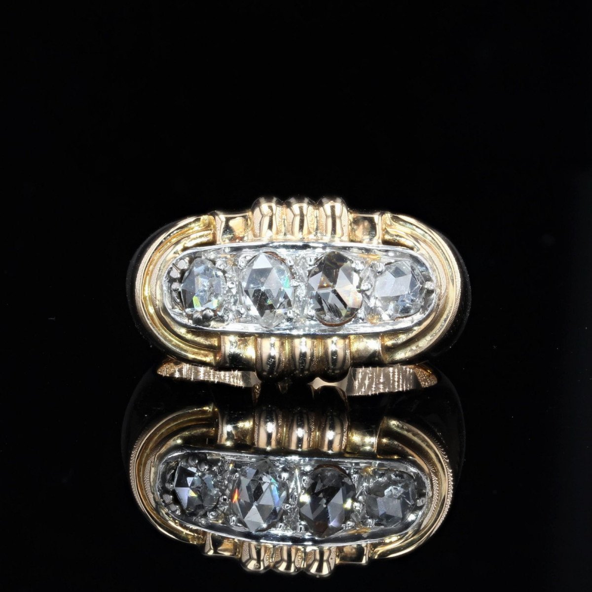 Rose Cut Diamond Tank Ring-photo-3