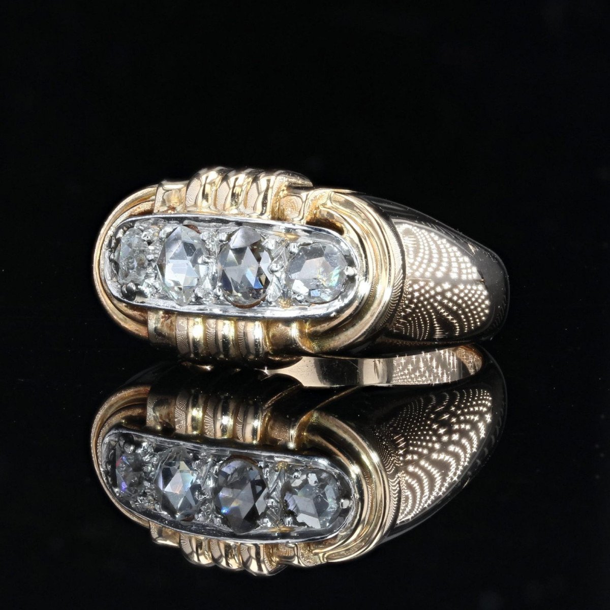 Rose Cut Diamond Tank Ring-photo-4