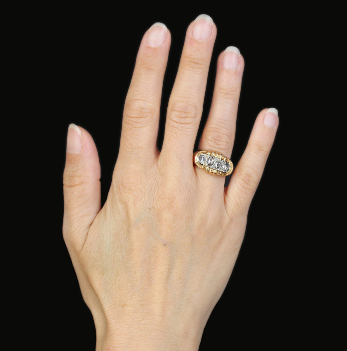 Rose Cut Diamond Tank Ring-photo-2