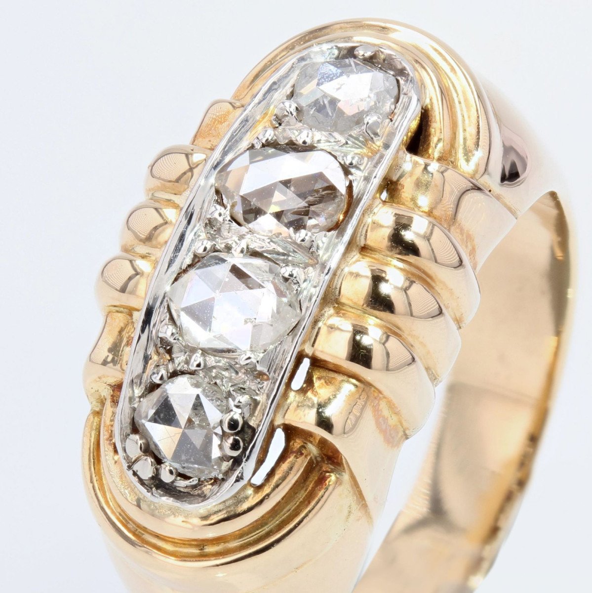 Rose Cut Diamond Tank Ring-photo-3