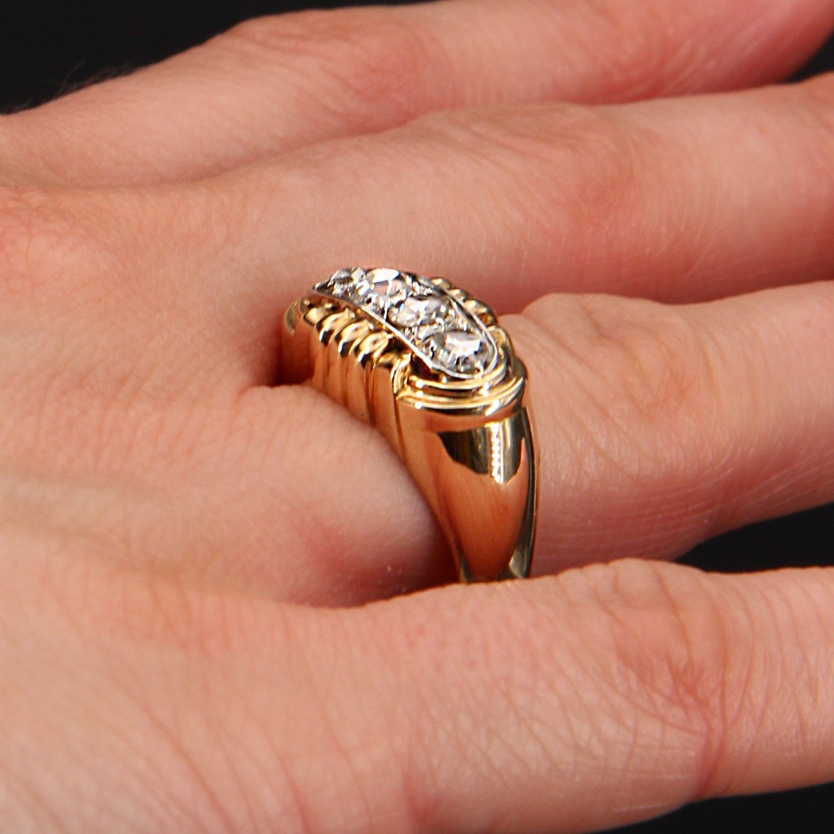 Rose Cut Diamond Tank Ring-photo-5