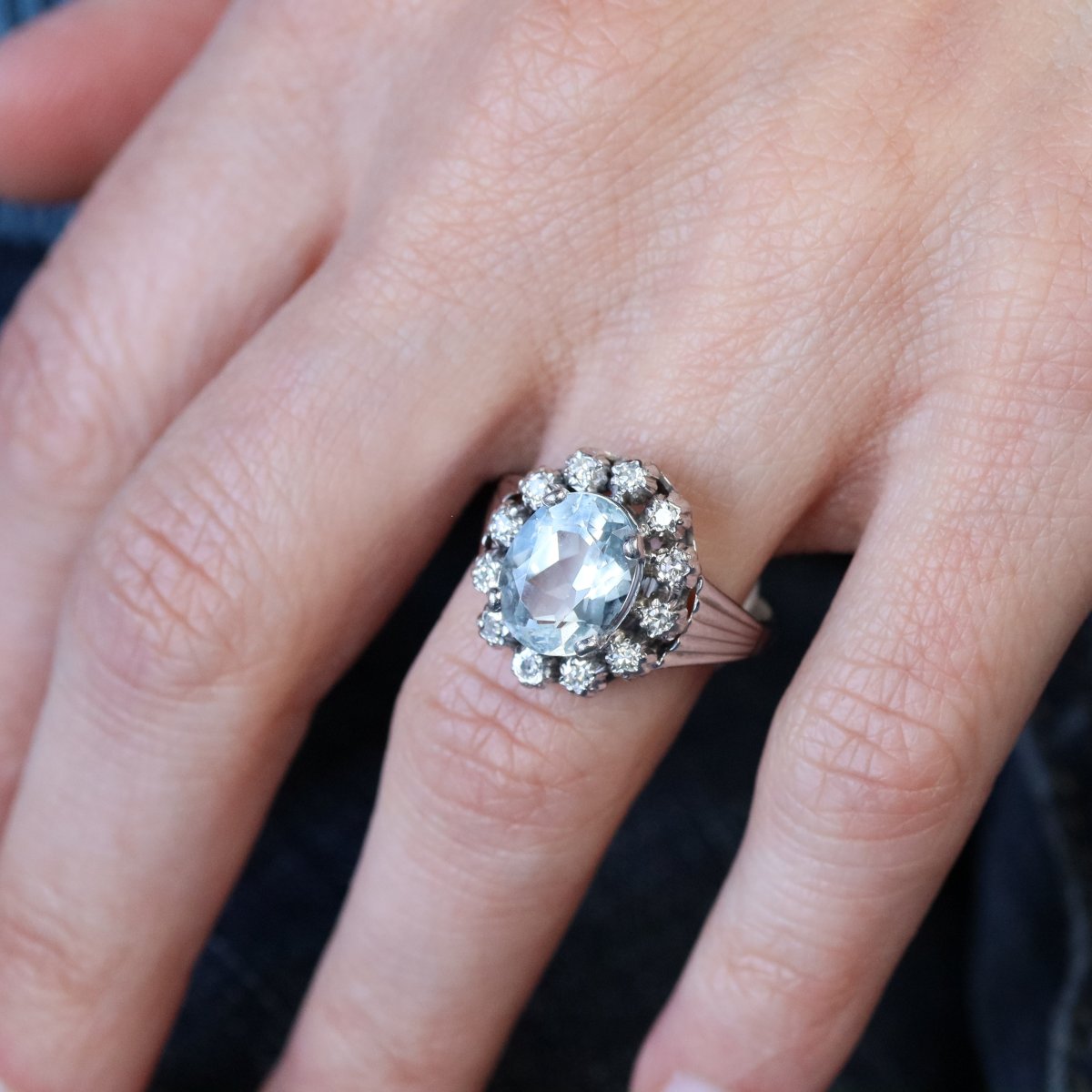 Antique Aquamarine And Diamond Ring-photo-2