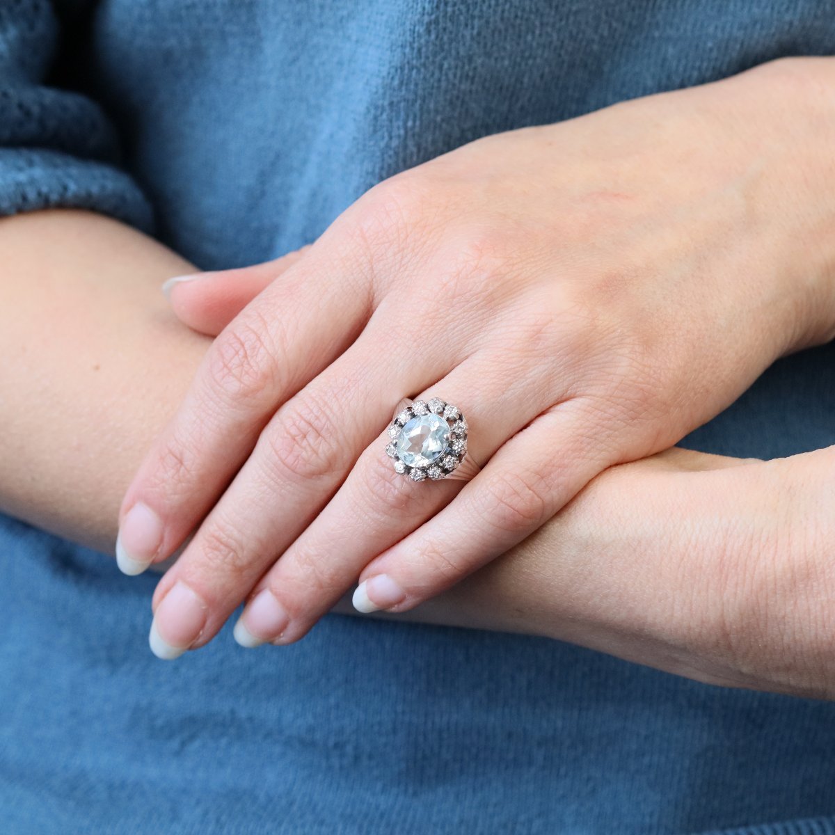 Antique Aquamarine And Diamond Ring-photo-4