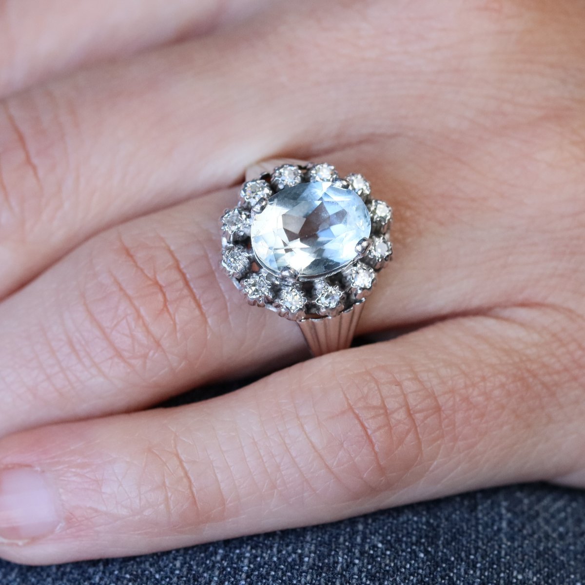 Antique Aquamarine And Diamond Ring-photo-2