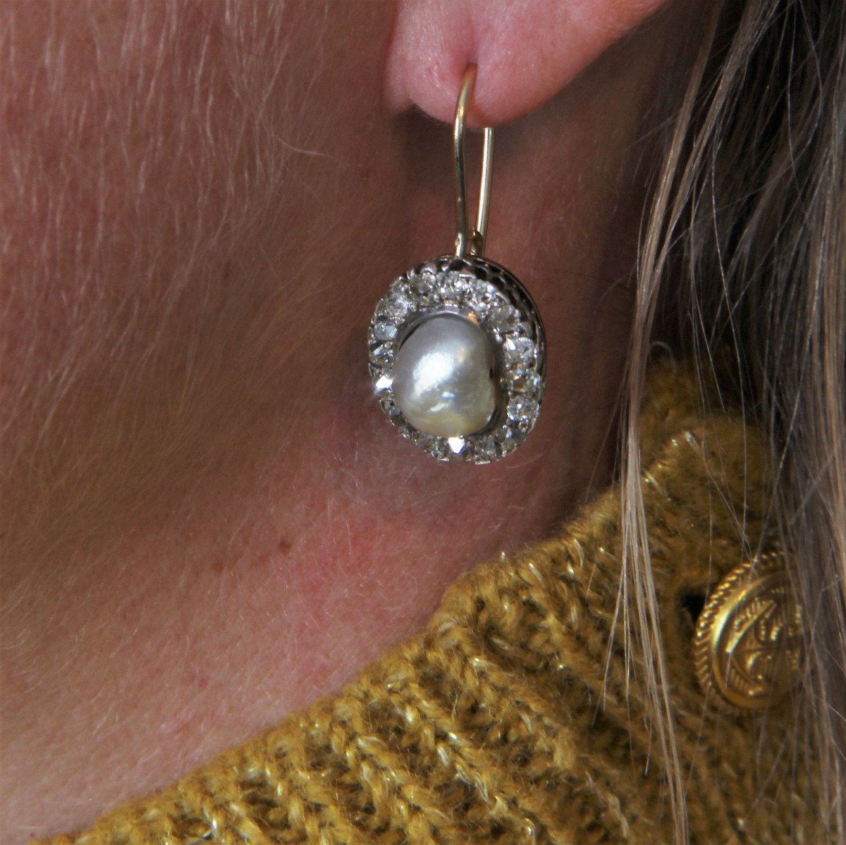 Boucles d'Oreilles Perles Fines Et Diamants-photo-6