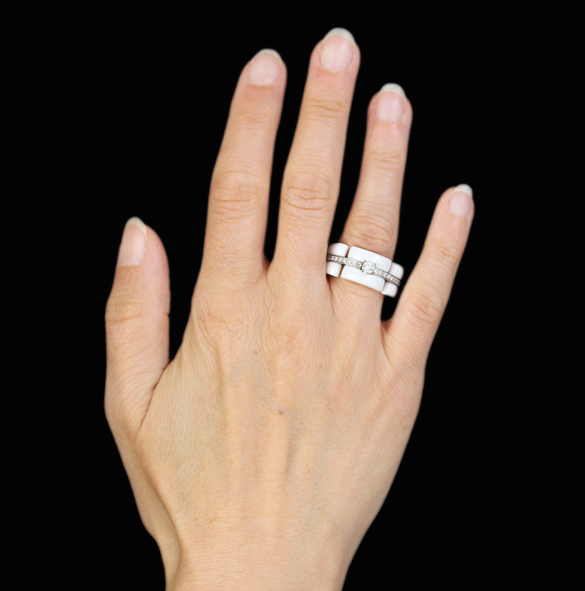 Bague Chanel Ultra Diamants Céramique Blanche-photo-2