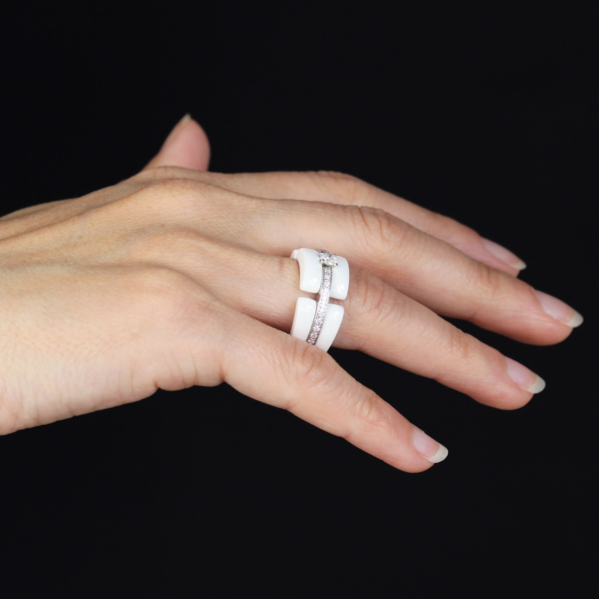 Bague Chanel Ultra Diamants Céramique Blanche-photo-2