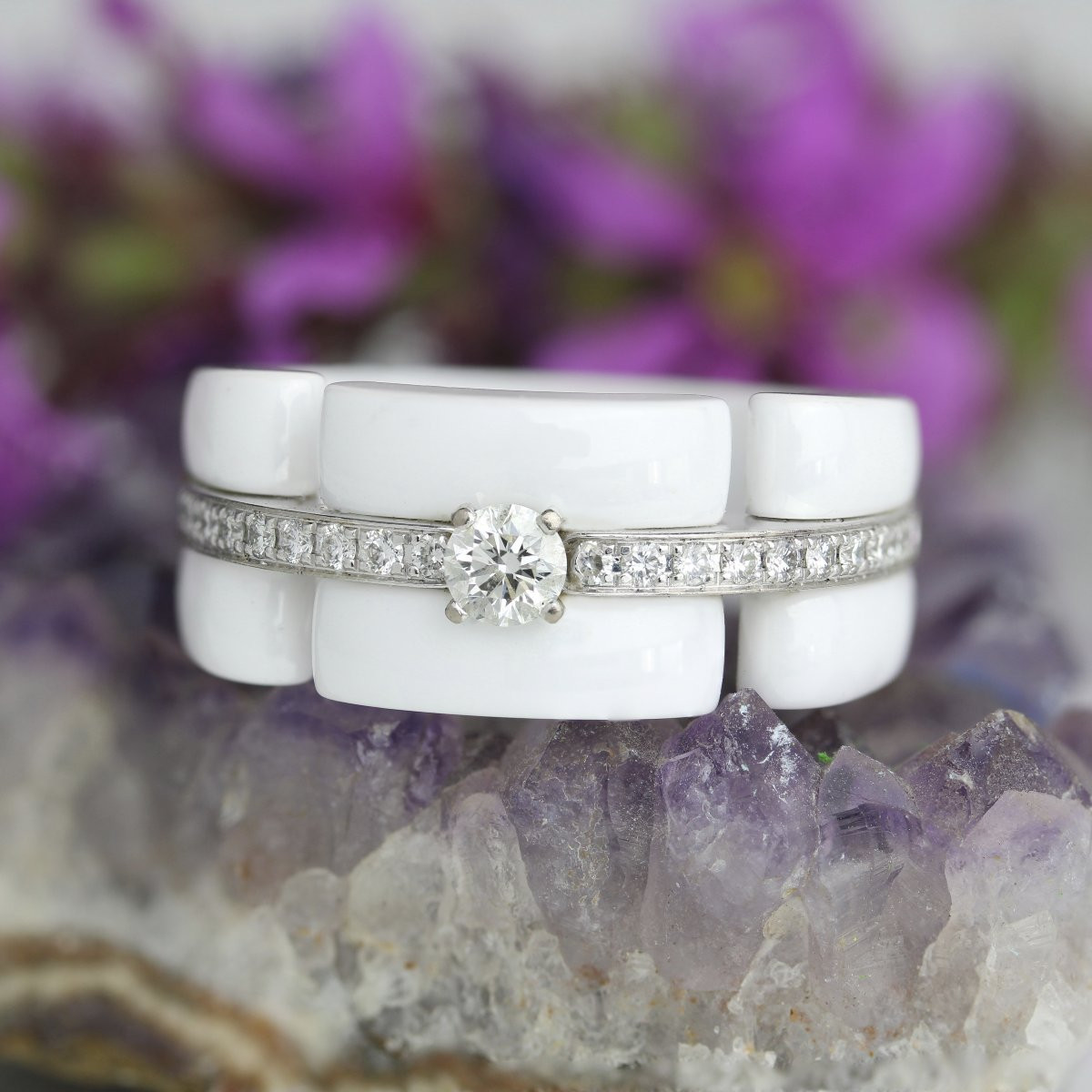 Bague Chanel Ultra Diamants Céramique Blanche-photo-8