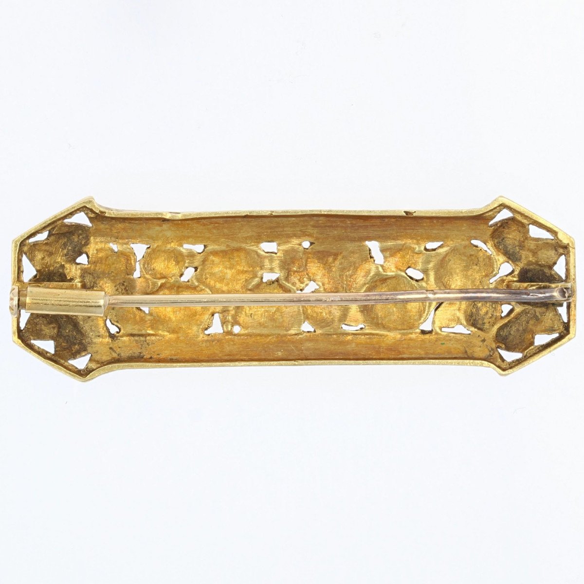 Old Art Nouveau Brooch Roses In Gold And Enamel-photo-4