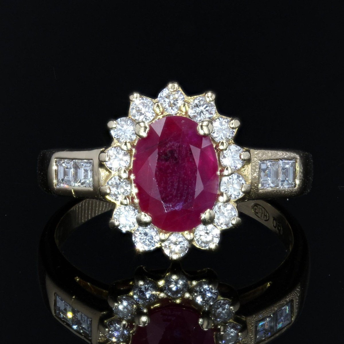 Bague Rubis Diamants Or Jaune-photo-3