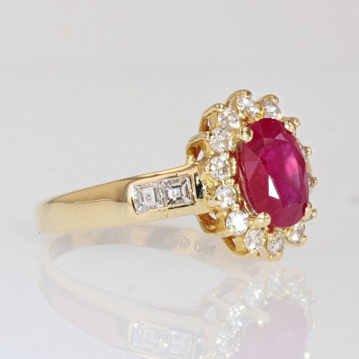 Bague Rubis Diamants Or Jaune-photo-4