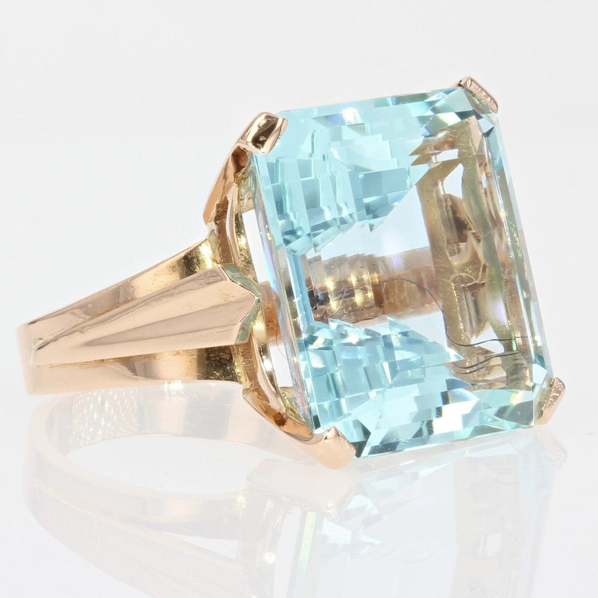 Old Aquamarine Ring Mounted On Rose Gold-photo-4