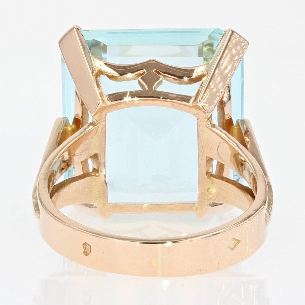Old Aquamarine Ring Mounted On Rose Gold-photo-6
