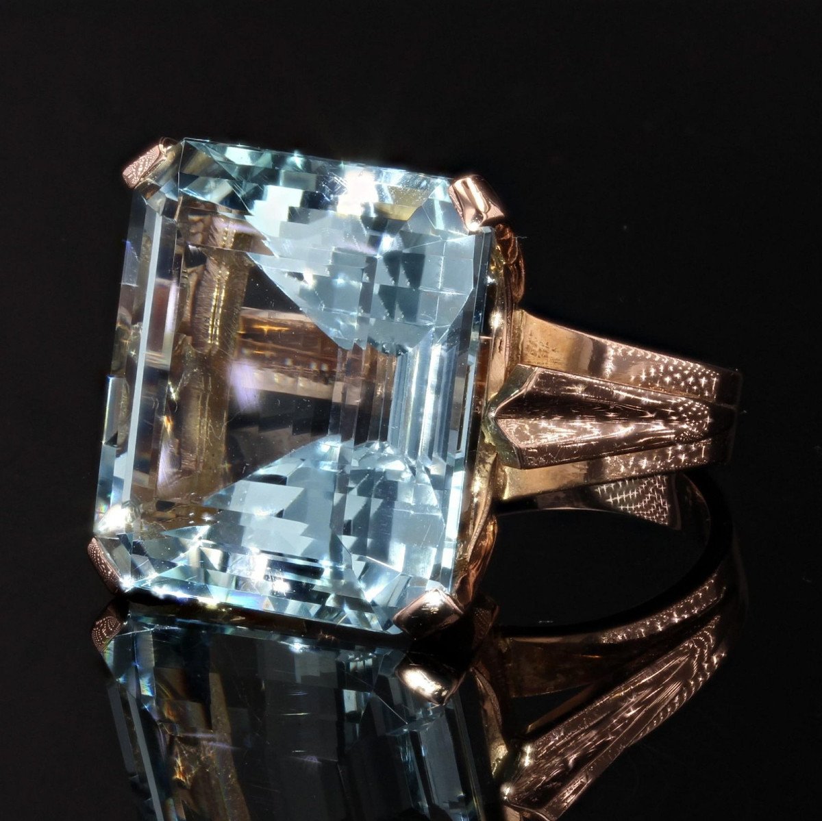 Old Aquamarine Ring Mounted On Rose Gold-photo-1