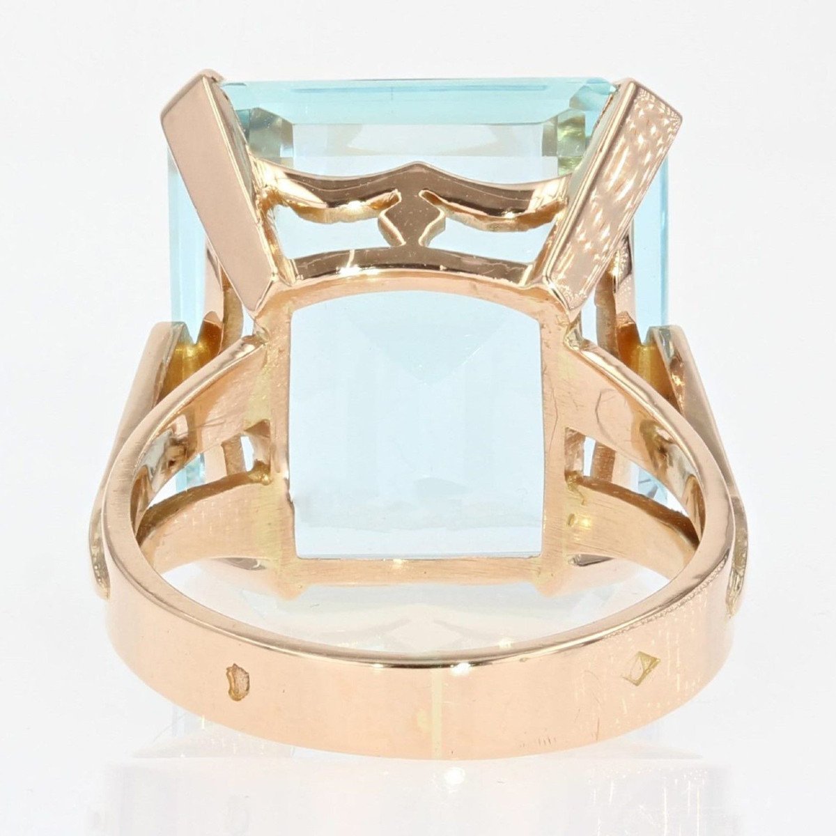 Old Aquamarine Ring Mounted On Rose Gold-photo-7