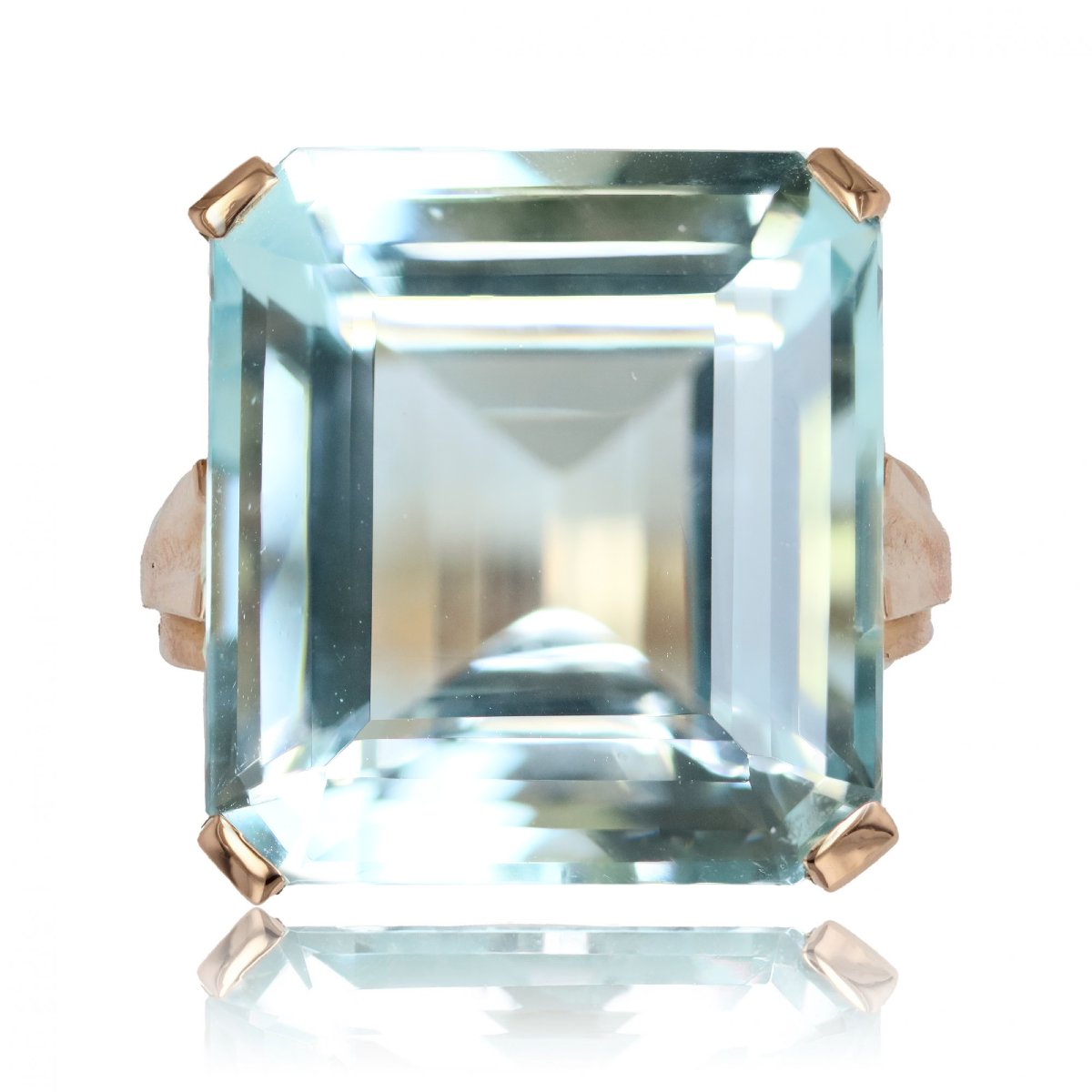 Old Aquamarine Ring Mounted On Rose Gold