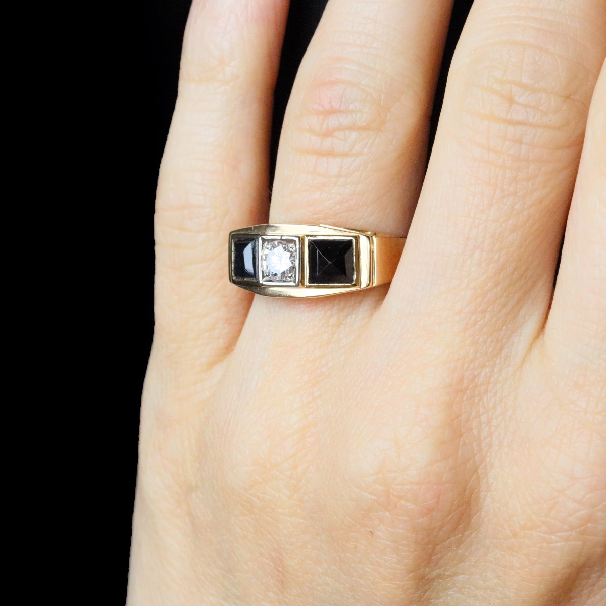 Bague Art Déco Saphirs Et Diamants En Jarretière-photo-4