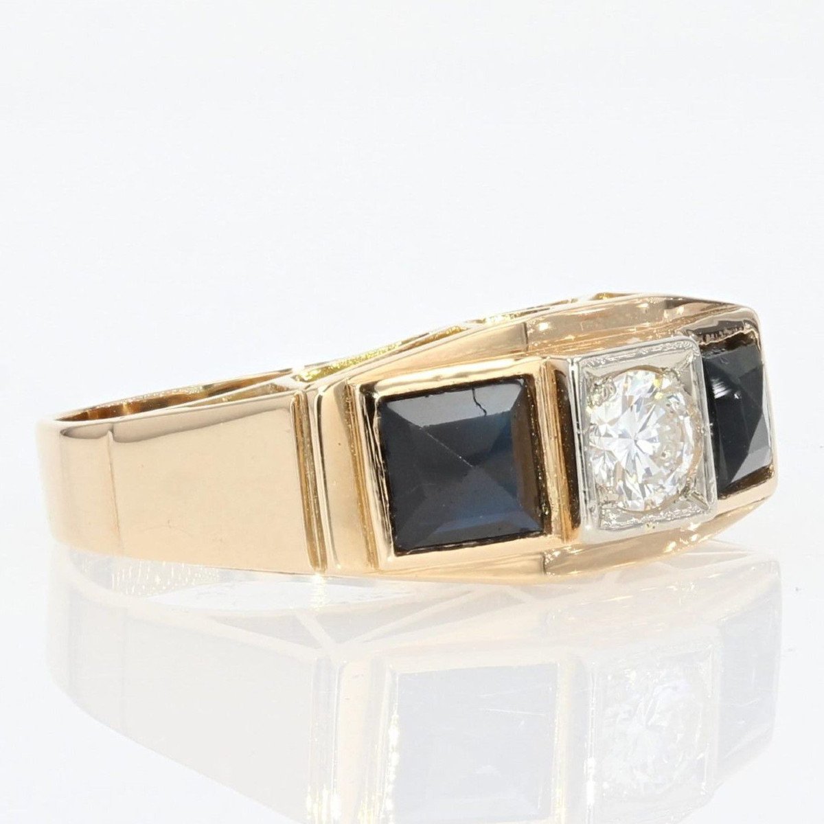 Bague Art Déco Saphirs Et Diamants En Jarretière-photo-5
