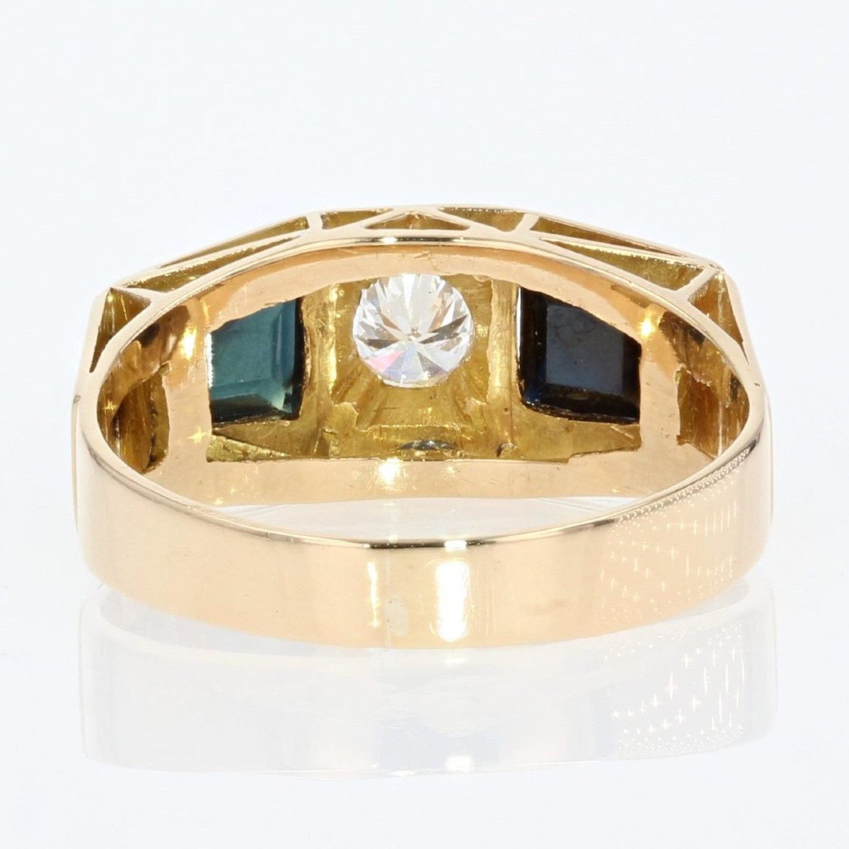 Bague Art Déco Saphirs Et Diamants En Jarretière-photo-7