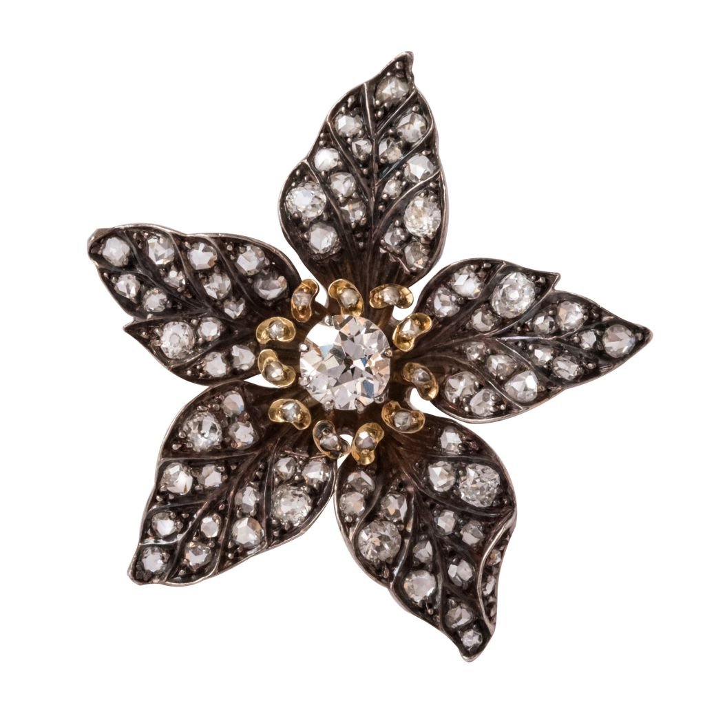 Pendentif Ancien Fleur Diamants