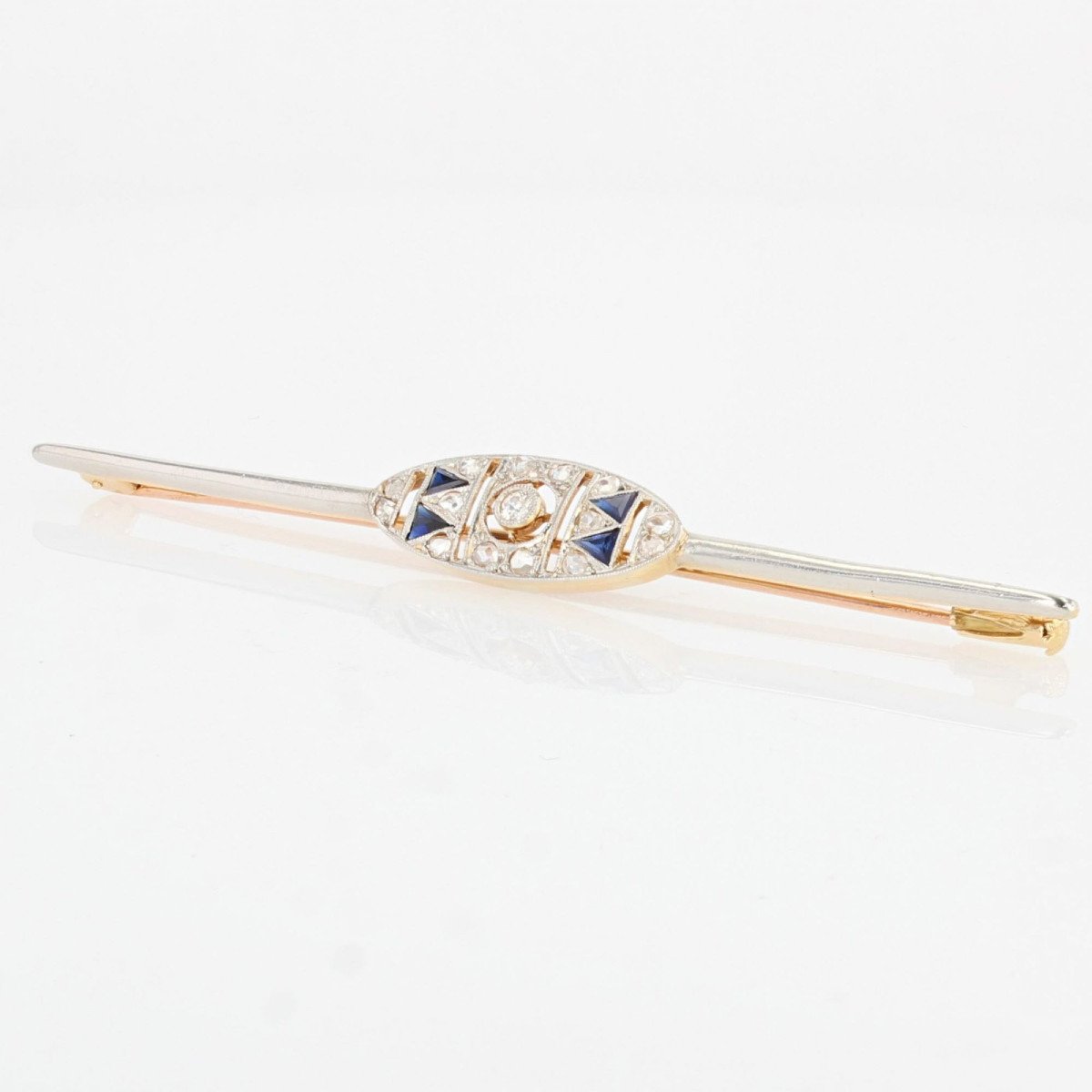 Broche Barrette Art Déco Saphirs Diamants-photo-3