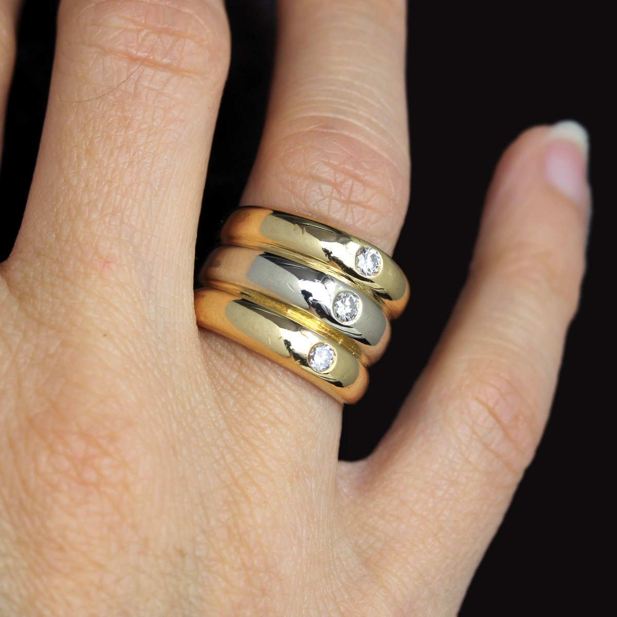 Ring Ring 2 Golds And 3 Diamonds-photo-7