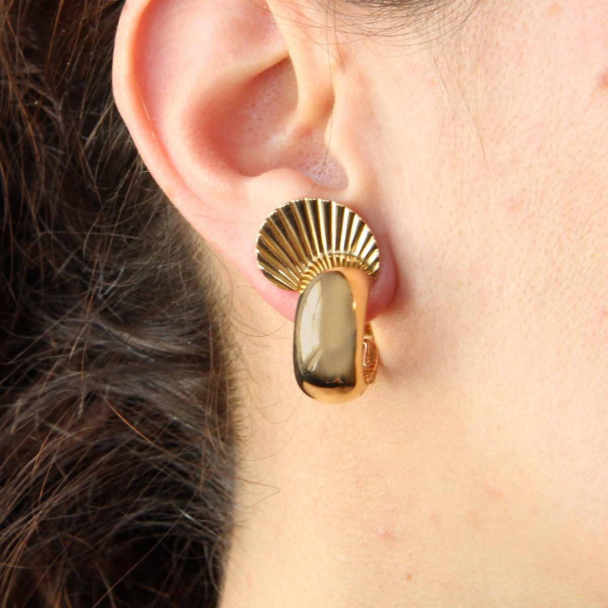 Clips d'Oreilles En Or Rétro-photo-1