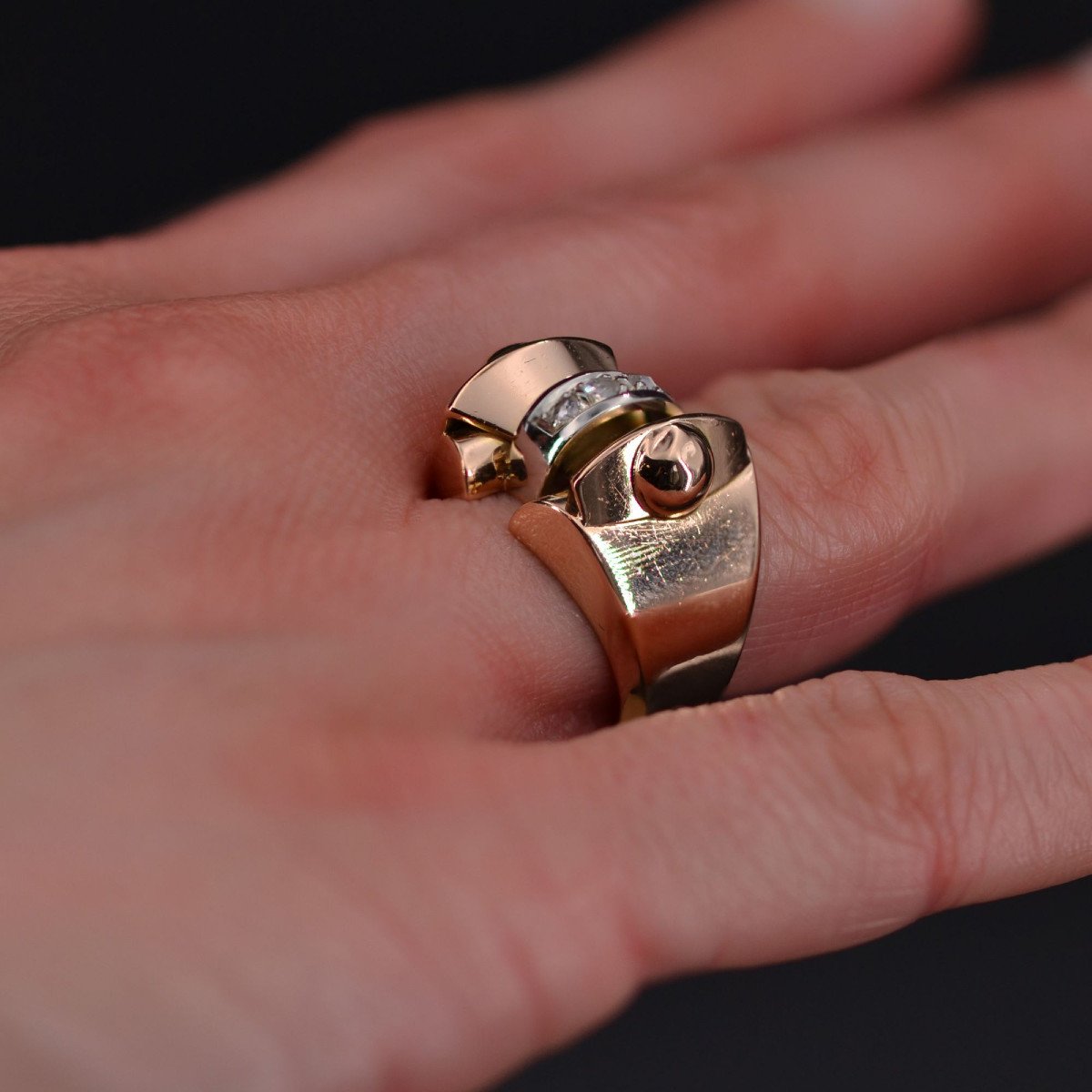 Rose Cut Diamond Tank Ring-photo-5