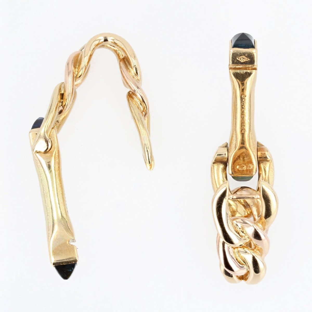 Pair Of Cufflinks In Yellow Gold Stirrup Model-photo-3
