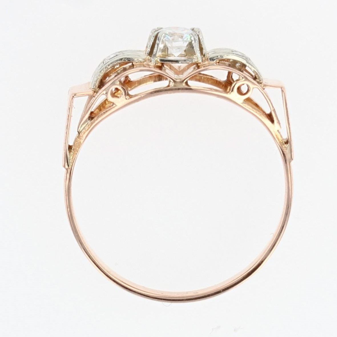 Old Retro Ring Rose Gold Diamonds-photo-6
