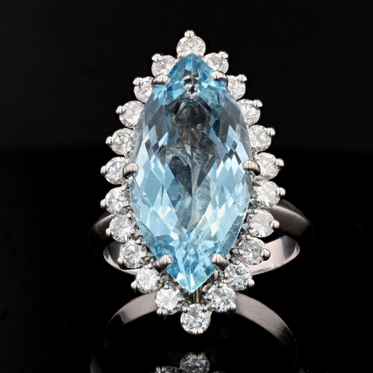 Aquamarine And Diamond Marquise Ring-photo-3
