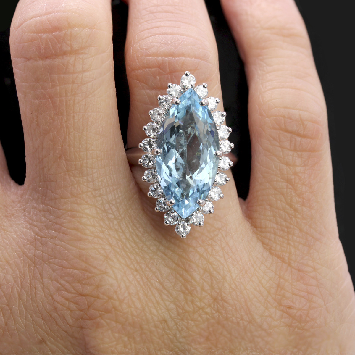 Aquamarine And Diamond Marquise Ring-photo-4