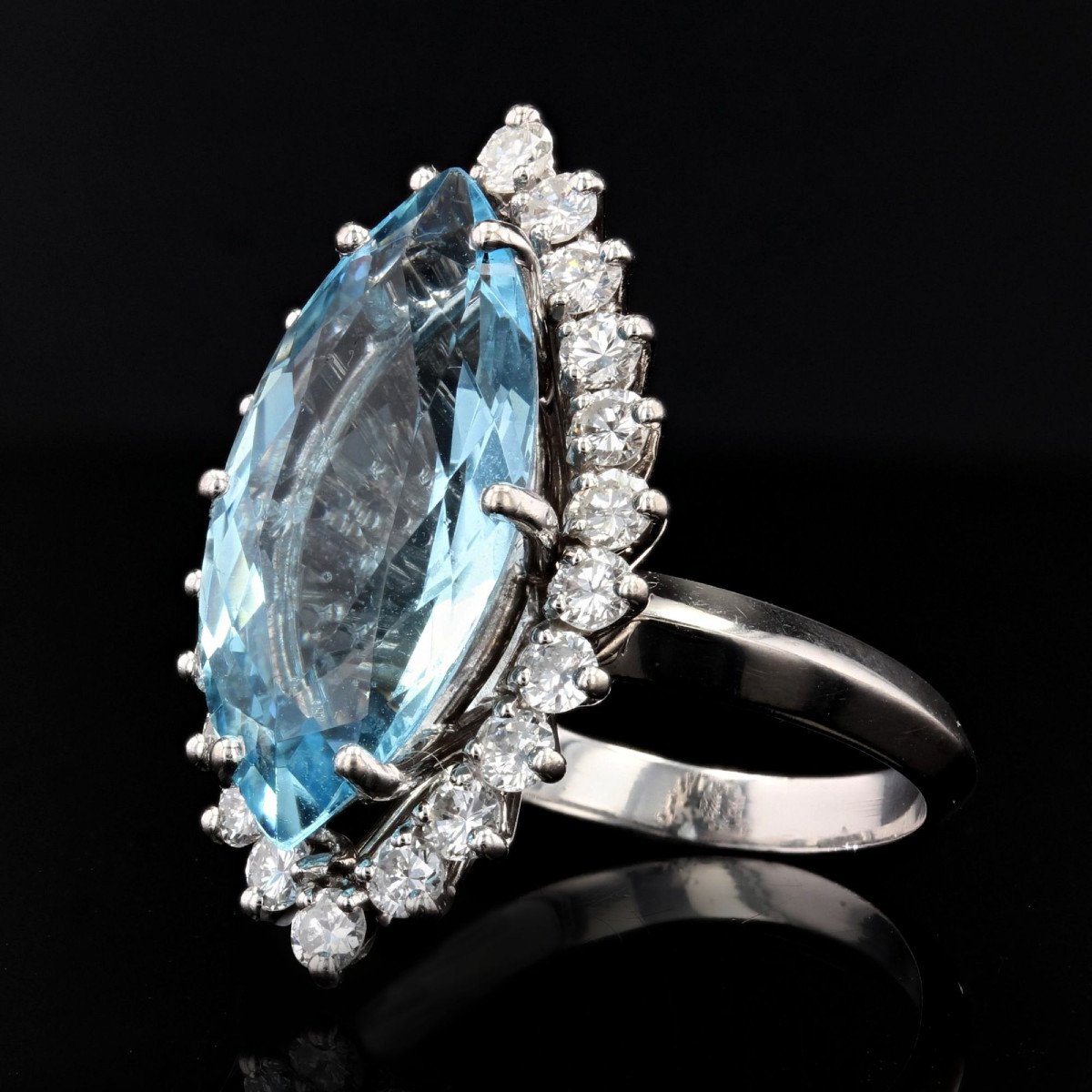 Aquamarine And Diamond Marquise Ring-photo-1