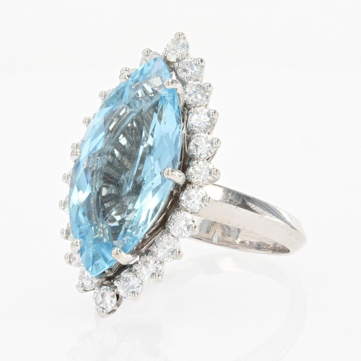 Aquamarine And Diamond Marquise Ring-photo-3