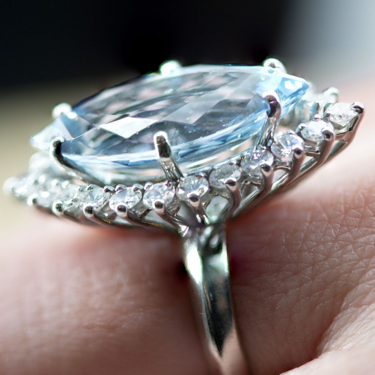 Aquamarine And Diamond Marquise Ring-photo-4