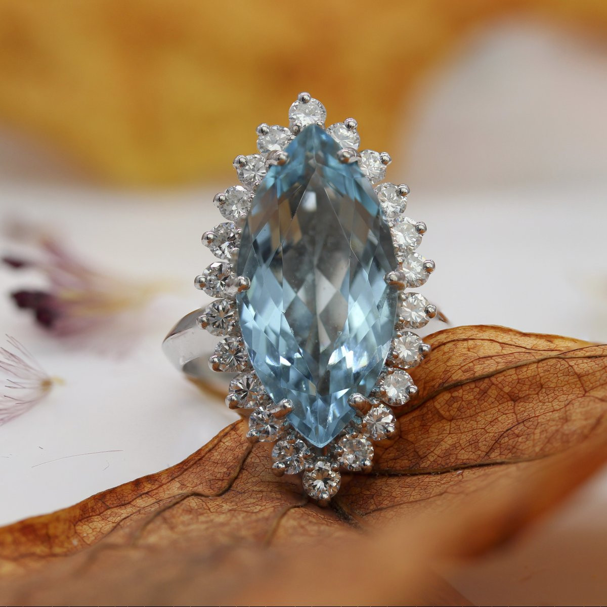 Aquamarine And Diamond Marquise Ring-photo-7