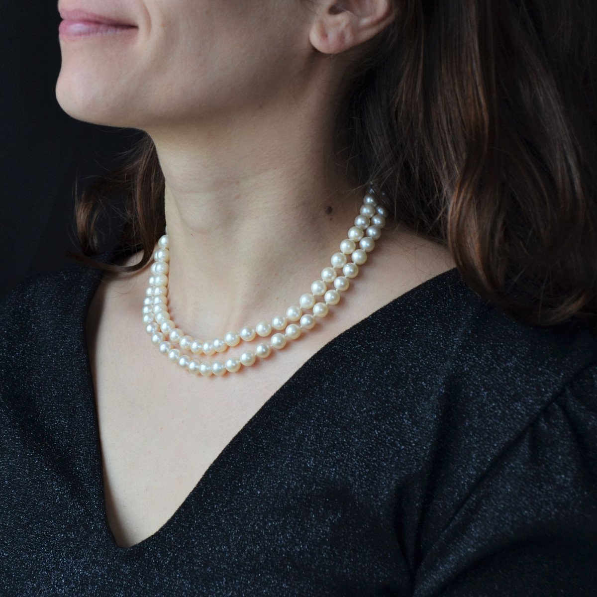 Double Row Cultured Pearl Necklace-photo-1