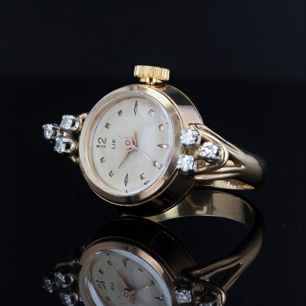 Bague ancienne montre diamants - Bijoux anciens - Bijouxbaume
