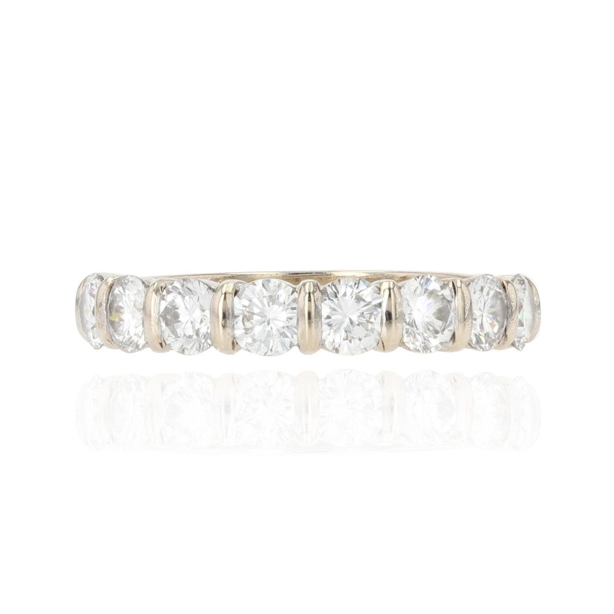 Demi Alliance Or Blanc Et Diamants Brillants
