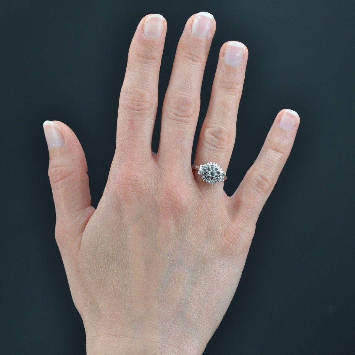 Retro White Sapphires Ring-photo-2