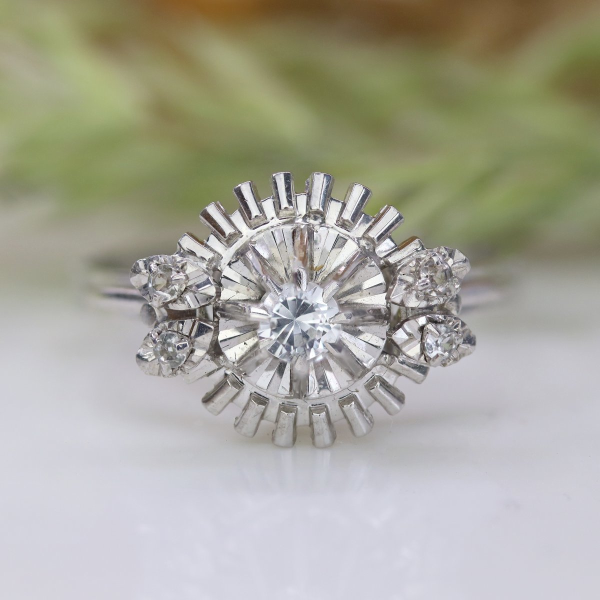 Retro White Sapphires Ring-photo-3