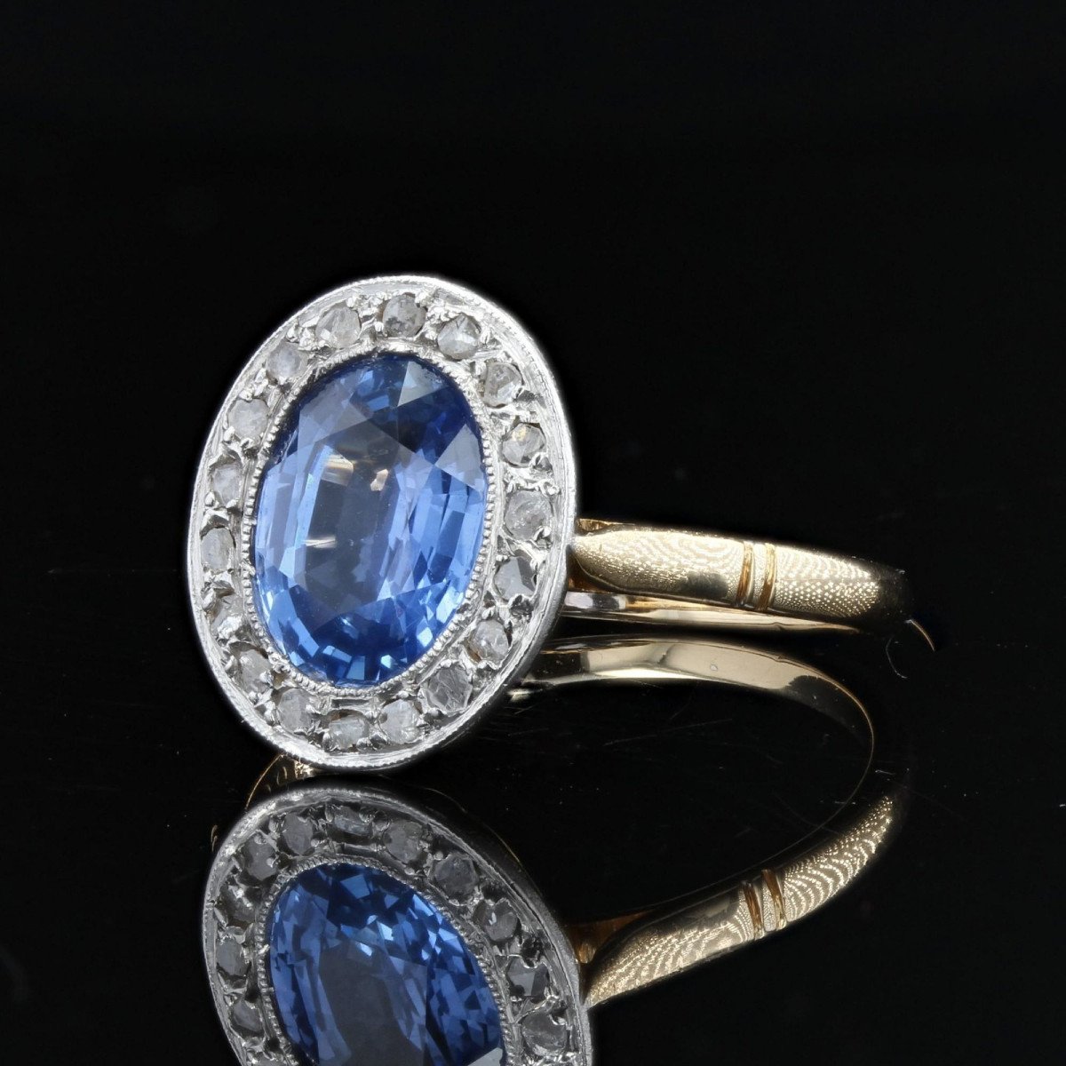 Bague Ancienne Saphir Et Diamants-photo-4