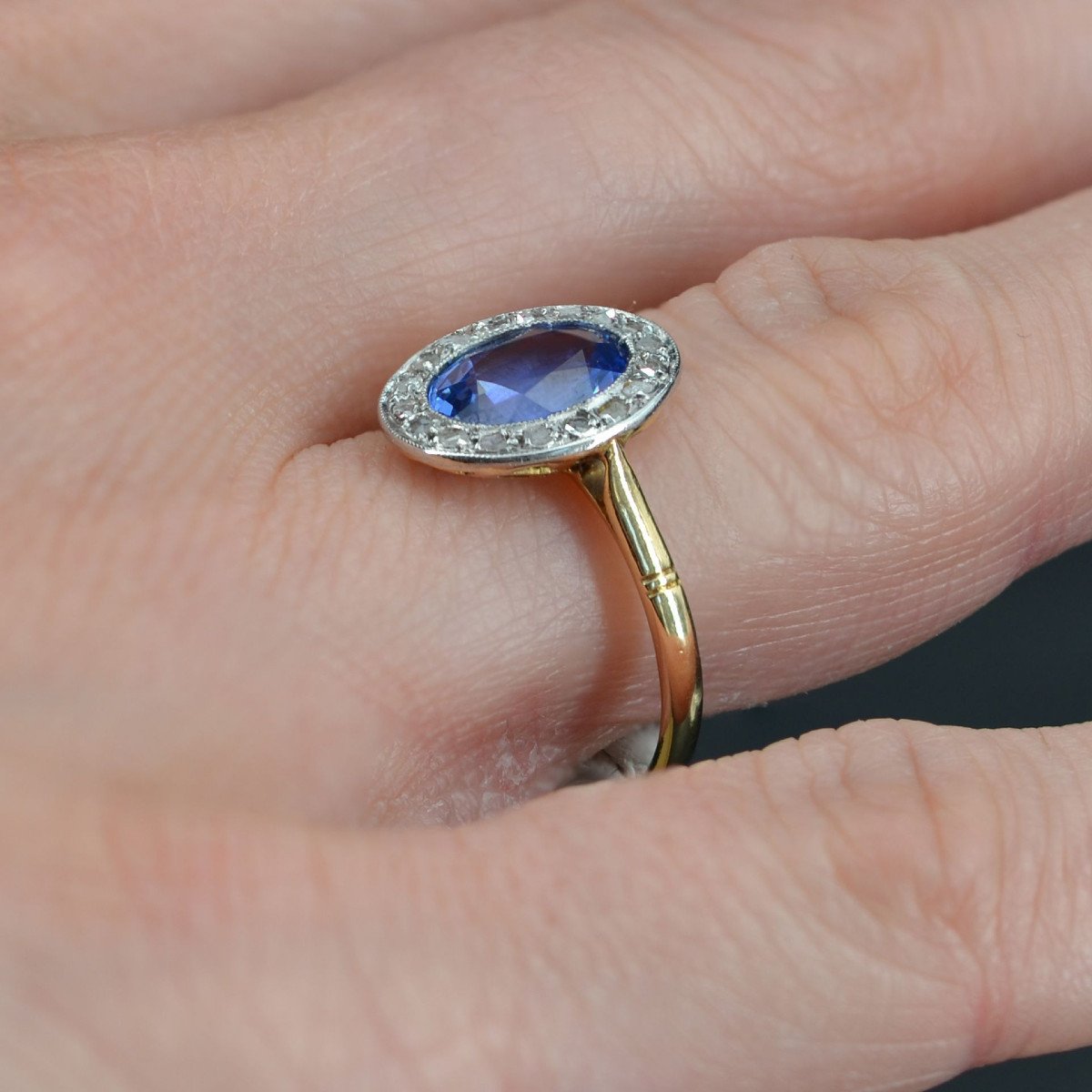 Bague Ancienne Saphir Et Diamants-photo-5