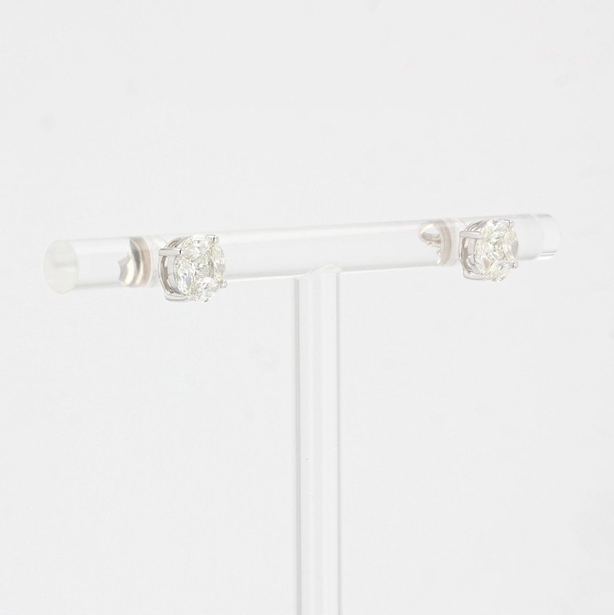 Puces d'Oreilles Diamants 1,13 Carat Et Or Blanc-photo-5